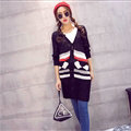 Fashion Sweater Cardigan Embroidery Female Long Thin Loose - Black