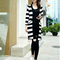 Fashion Sweater Cardigan Stripe Loose Female Thin Hand Knitted Long - White
