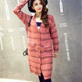 Fashion Sweater Girls Winter Cardigan Coat Slim Striped Single Breasted Long Sleeve - Red
