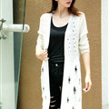 Female Sweater Solid Cardigans Long Sleeved Cardigan Open Stitch - White
