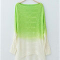 Gradient Sweater Women Cotton Hitz Dovetail Loose Thin Knit Shirt - Cyan