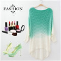 Gradient Sweater Women Cotton Hitz Dovetail Loose Thin Knit Shirt - Green