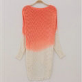 Gradient Sweater Women Cotton Hitz Dovetail Loose Thin Knit Shirt - Orange