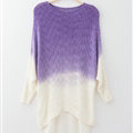 Gradient Sweater Women Cotton Hitz Dovetail Loose Thin Knit Shirt - Purple