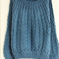 Sweater Classic Women Sleeve Pure Thick Solid O-Neck - Blue