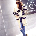 Sweater Fashion Girls Winter Cardigan Long Loose Pocket Color Flat Knitted - Beige