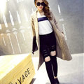 Sweater Fashion Skinny Girls Winter Hand Knitted Cardigan Thick Warm Knee Long - Beige