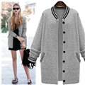 Sweater Fashion Women Pockets Single Breasted Long Sleeved Knit - Grey