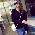 Sweater Female Thick Warm Winter Mosaic Personality Tide O-Neck - Black