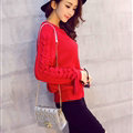 Sweater Female Thick Warm Winter Mosaic Personality Tide O-Neck - Red