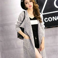 Sweater Girl Thick Warm Cardigan Flat Knitted Collar Fashion Long Burst - Grey