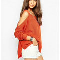 Sweater Girl Winter Hot Explosion Camisole Solid Loose Batwing Sleeve - Red