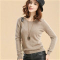 Sweater Slim Female Short Neck Pullover Pure Cashmere Solid - Coffee
