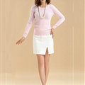 Sweater Slim Female Short Neck Pullover Pure Cashmere Solid - Pink