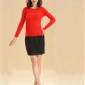 Sweater Slim Female Short Neck Pullover Pure Cashmere Solid - Red