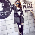 Sweater Winter Street Female Fashion Cardigan Coat Long Thick Warm - Black