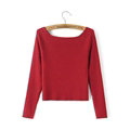 Sweater Women Knitwear Casual Long Sleeved Slim Shoulder Padding - Red