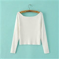 Sweater Women Knitwear Casual Long Sleeved Slim Shoulder Padding - White