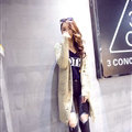 Winter Fashion Sweater Cardigan Coat Women Loose Thin Thick V-Neck Button - Beige
