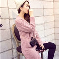 Winter Fashion Sweater Cardigan Coat Women Loose Thin Thick V-Neck Button - Pink