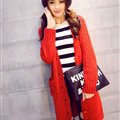 Winter Fashion Sweater Cardigan Coat Women Loose Thin Thick V-Neck Button - Red