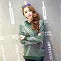 Winter Fashion Sweater Female Loose Bat Sleeve Hollow Stripe Thick - Green