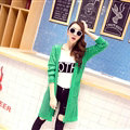 Winter Loose Sweater Cardigan Coat Flat Knitted V-Neck - Green