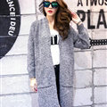 Winter Sweater Fashion Cardigan Female Coat Flat Knitted Long Thick Warm Loose - Dark Grey