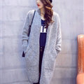 Winter Sweater Fashion Cardigan Female Coat Flat Knitted Long Thick Warm Loose - Grey