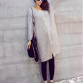 Winter Sweater Fashionable Female Long Thread Split Solid Full Sleeve - Grey