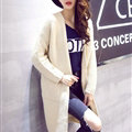 Winter Sweater Female Overcoat Striped Cardigans Long Thick Warm Loose - Beige