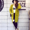 Winter Sweater Female Overcoat Striped Cardigans Long Thick Warm Loose - Green