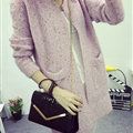 Winter Sweater Female V-Neck Long Loose Thin Pocket Trend - Pink