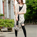 Winter Sweater Flat Knitted Patchwork Coat Female Long Cardigan - Beige