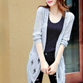 Winter Sweater Flat Knitted Patchwork Coat Female Long Cardigan - Grey