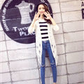 Winter Sweater Flat Knitted Patchwork Coat Female Long Cardigan - White