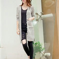 Winter Sweater Girls Pockets Flat Knitted Thin Long Sleeved Cardigan - Beige