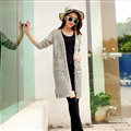 Winter Sweater Girls Pockets Flat Knitted Thin Long Sleeved Cardigan - Grey