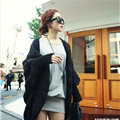 Winter Sweater Long Cardigan Batwing Sleeve Thick Loose Woman - Green