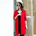 Winter Sweater Open Stitch V-Neck Cardigan Coat Girls Long Sleeved - Red