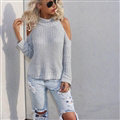 Winter Sweater Simple Fashion All-Match Strapless Turtleneck Knitted Female - Grey