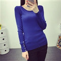 Winter Sweater Solid Tight Shirt Womens Stretch Thick - Blue