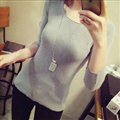 Winter Sweater Solid Tight Shirt Womens Stretch Thick - Grey