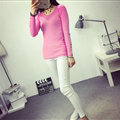 Winter Sweater Solid Tight Shirt Womens Stretch Thick - Pink