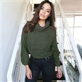 Winter Sweater Women New Turtleneck Solid Short Knitted - Green