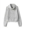 Winter Sweater Women New Turtleneck Solid Short Knitted - Grey
