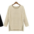 Winter Sweater Zipper Loose Knit Female Thickened Solid - Beige