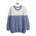 Winter Sweaters Thick Knitted O-Neck Hot Color Mohair Female - Blue