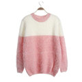 Winter Sweaters Thick Knitted O-Neck Hot Color Mohair Female - Pink
