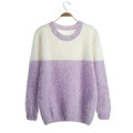 Winter Sweaters Thick Knitted O-Neck Hot Color Mohair Female - Purple